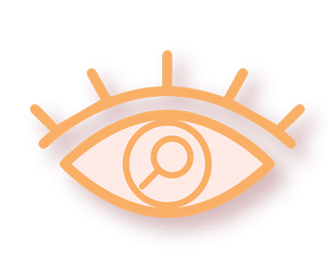 Precise Detailed Approach Symbol Line illustration of an eye with a search icon in the pupil and eyelashes above it