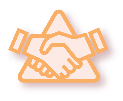 Triangle of Trust Symbol Illustration of two hands held in a handshake in front of a triangle